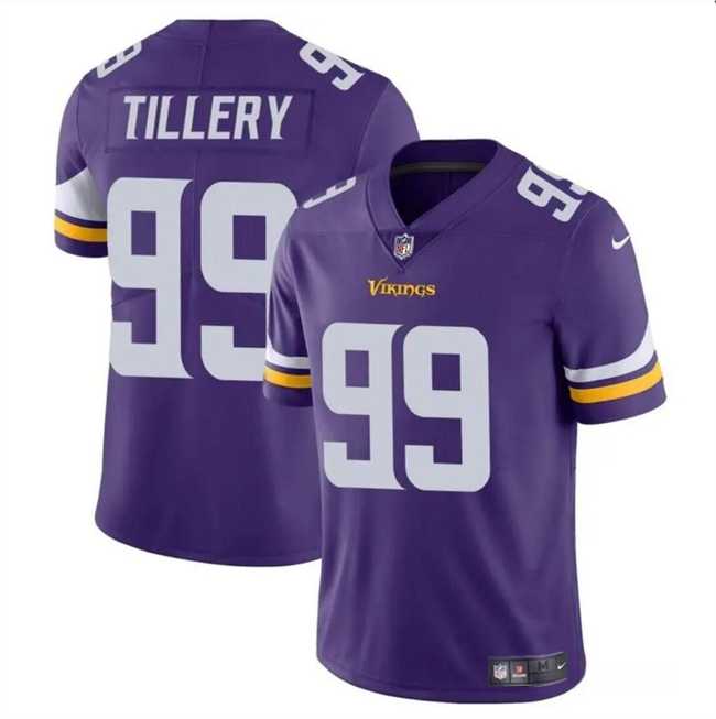 Men & Women & Youth Minnesota Vikings #99 Jerry Tillery Purple Vapor Untouchable Limited Stitched Jersey